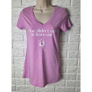 Women's size Small Mom Baton Twirling shirt "She didn't get it from me" NEW